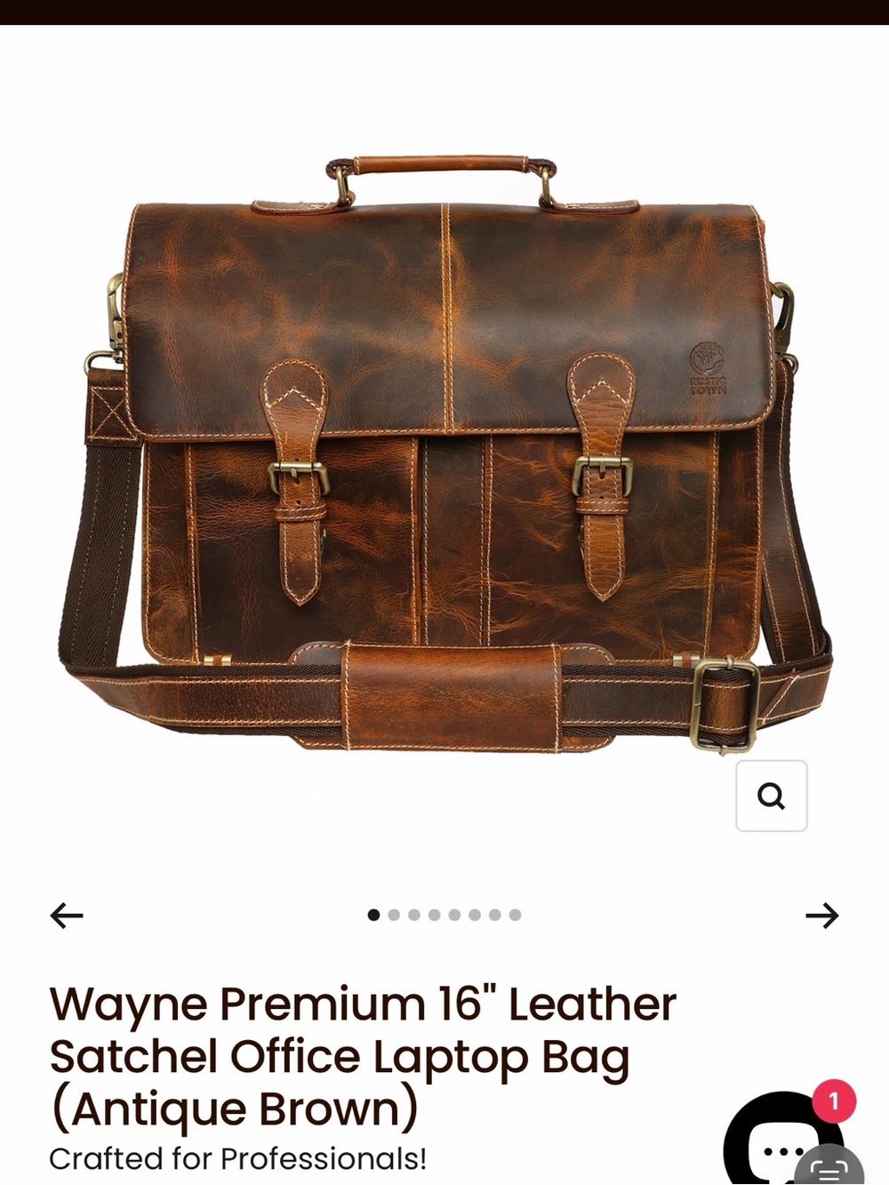 Wayne 16" Leather Laptop Satchel - Antique Brown
